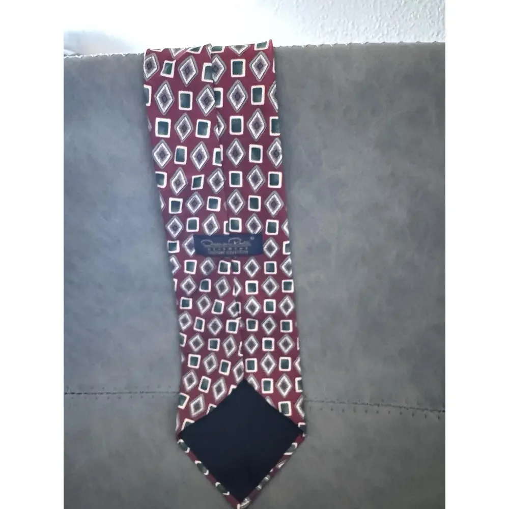 Oscar de la Renta Multi Color Geometric Print‎ Silk Mens Neck Tie